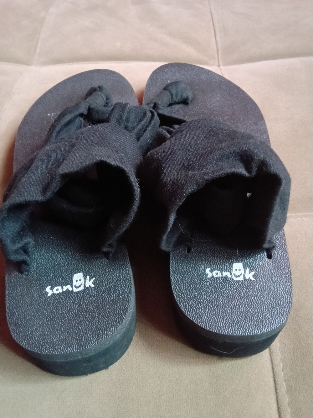 Sanuk Kids Black Fabric Sling Flip Flops